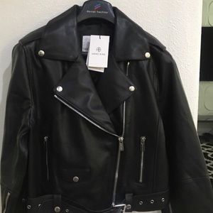 Anine Bing Remmy leather moto jacket black size L